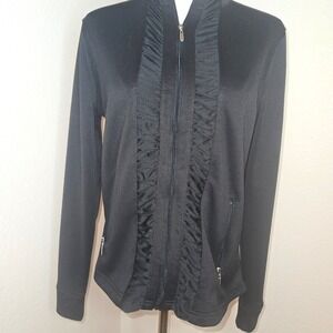 Pebble Beach Dry-Luxe Black Performance Jacket ruffle Womens S Lightweight Zip